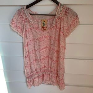 Johnny Was Pink and White Blouse